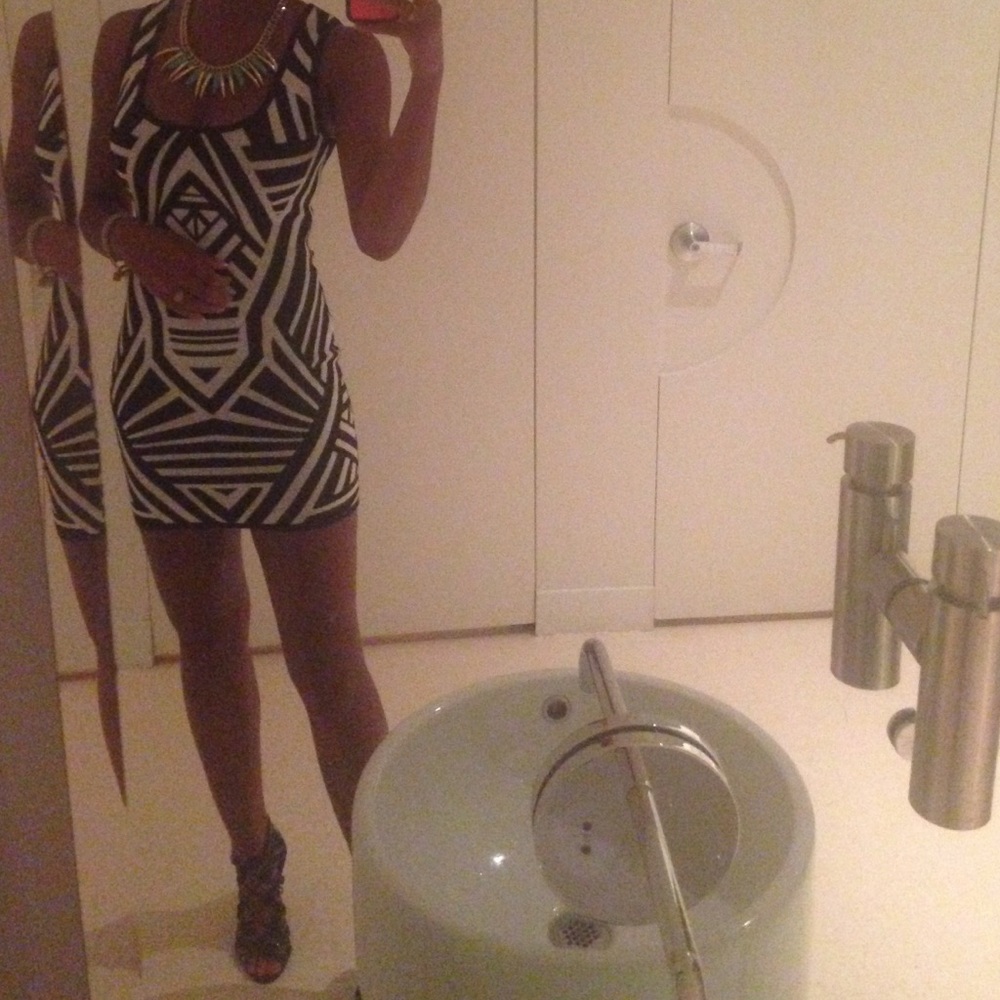 Jealous Tomato Black/White Tribal Sleeveless Dress